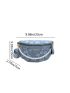 Faux Pearl Beaded Waist Bag Flower Graphic Blue Small