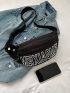 Letter Graphic Fanny Pack Medium Black Unisex