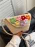 Flower Decor Crochet Bag for Summer