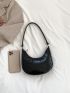 Crocodile Embossed Hobo Bag Minimalist Black