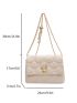 Rabbit Quilted Square Bag Flap Chain Strap