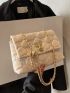 Rabbit Quilted Square Bag Flap Chain Strap