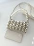 Mini Square Bag Faux Pearl & Beaded Design