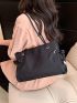 Minimalist Black Shoulder Tote Bag Double Handle