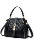 Small Bucket Bag Quilted Metal Decor Top Handle For Work
