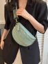 Mini Crocodile Embossed Fanny Pack Chain Decor Mint Green Fashionable For Daily