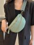 Mini Crocodile Embossed Fanny Pack Chain Decor Mint Green Fashionable For Daily