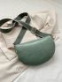 Mini Crocodile Embossed Fanny Pack Chain Decor Mint Green Fashionable For Daily