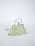 Minimalist Ruched Bag Kiss Lock Green