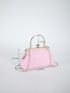 Small Square Bag Ruched Detail Metal Decor Chain Strap For Party