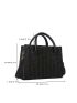 Small Straw Bag Vacation Black Double Handle Paper For Summer