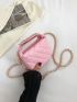 Mini Satchel Bag Fashionable Pink Argyle Quilted Chain PU For Daily Life