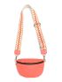 Genuine Leather Small Litchi Embossed Fanny Pack Funky Neon-orange Adjustable Strap For Daily Life