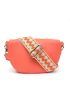 Genuine Leather Small Litchi Embossed Fanny Pack Funky Neon-orange Adjustable Strap For Daily Life