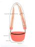 Genuine Leather Small Litchi Embossed Fanny Pack Funky Neon-orange Adjustable Strap For Daily Life