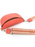 Genuine Leather Small Litchi Embossed Fanny Pack Funky Neon-orange Adjustable Strap For Daily Life