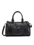 Large Capacity Tote Bag Black Skull Handbag Pu Tote Bag