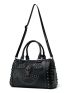 Large Capacity Tote Bag Black Skull Handbag Pu Tote Bag