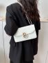 Small Flap Square Bag White Plain Turn-Lock Fashionable For Daily Work School