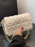 Small Square Bag Fashionable Quilted Detail Flap Chain PU For Daily Life