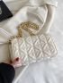 Small Square Bag Fashionable Quilted Detail Flap Chain PU For Daily Life