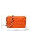 Small Square Bag Funky Neon Orange Quilted Detail Flap Chain PU For Daily Life