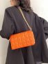 Small Square Bag Funky Neon Orange Quilted Detail Flap Chain PU For Daily Life