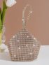 Rhinestone Decor Novelty Bag Ring Handle Magnet With Zipper Glamorous For Party