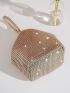 Rhinestone Decor Novelty Bag Ring Handle Magnet With Zipper Glamorous For Party