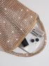 Rhinestone Decor Novelty Bag Ring Handle Magnet With Zipper Glamorous For Party