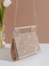 Rhinestone Decor Square Bag