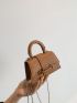 Mini Square Bag Litchi Embossed Flap Chain PU Elegant For Daily Life