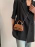 Mini Square Bag Litchi Embossed Flap Chain PU Elegant For Daily Life