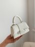 Mini Square Bag Fashionable Litchi Embossed Flap Top Handle Flap Chain PU