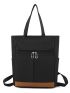 Two Tone Shoulder Tote Bag With Zipper Casual Style For Daily Life