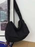 Minimalist Messenger Bag Oversized Flap Black Unisex