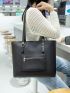 Minimalist Shoulder Tote Bag Medium Black Elegant