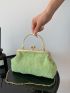 Minimalist Ruched Bag Kiss Lock Green