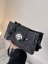 Minimalist Square Bag Small Metal Decor Black