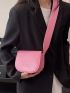 Letter Graphic Saddle Bag Mini Adjustable Wide Strap Pink