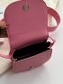 Letter Graphic Saddle Bag Mini Adjustable Wide Strap Pink