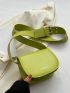 Letter Graphic Saddle Bag Mini Adjustable Wide Strap Green