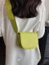 Letter Graphic Saddle Bag Mini Adjustable Wide Strap Green