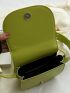 Letter Graphic Saddle Bag Mini Adjustable Wide Strap Green