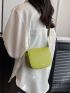 Letter Graphic Saddle Bag Mini Adjustable Wide Strap Green