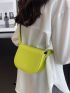 Letter Graphic Saddle Bag Mini Adjustable Wide Strap Green