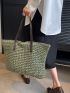 Minimalist Straw Bag Oversized For Beach Vacation Travel