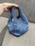 Mini Evening Bag Rhinestone Decor Glamorous Blue