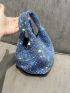 Mini Evening Bag Rhinestone Decor Glamorous Blue