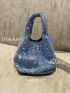 Mini Evening Bag Rhinestone Decor Glamorous Blue